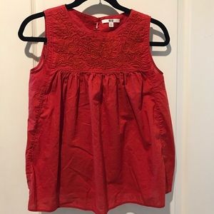 Deep Red Embroidered Top